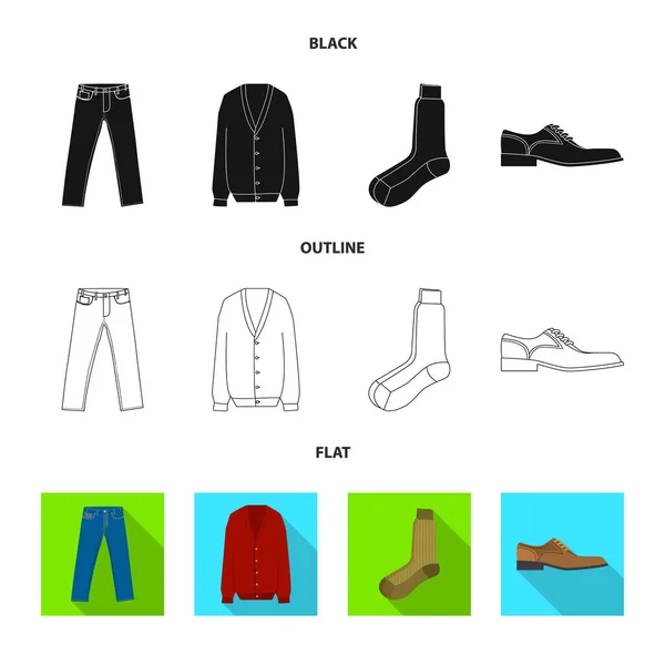 Geïsoleerde object van mens en kleding symbool. Instellen van de mens en dragen aandelensymbool voor web. — Stockvector