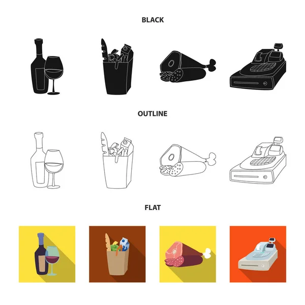 Diseño vectorial del signo de comida y bebida. Colección de alimentos y tienda icono vectorial para stock . — Vector de stock