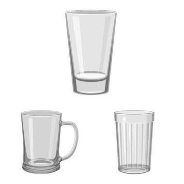 Kapasite ve cam sembolü vektör tasarımı. Stok için kapasite ve restoran vektör simgesinin toplanması.