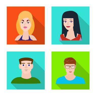 Avatar ve kişi sembolüvektör tasarımı. Web için avatar ve meslek stok sembolü seti.