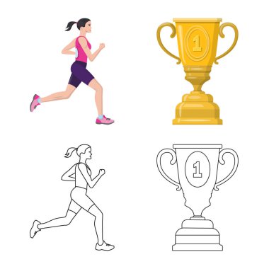 Spor ve kazanan simge vektör tasarımı. Spor ve fitness hisse senedi simgesi web için kümesi.