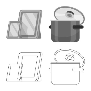 Konfor ve ekipman simgesi vektör tasarımı. Stok için konfor ve mobilya vektör simgesi koleksiyonu.