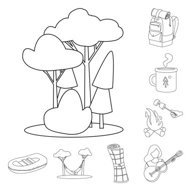 Hobi ve seyahat ikonu objesi. Hobi ve turizm hisse senedi illüstrasyonu.