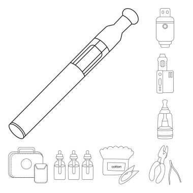 Nikotin ve filtre sembolüvektör tasarımı. Web için nikotin ve boru stok sembolü koleksiyonu.