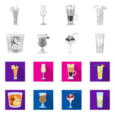 İçki ve restoran tabelasının izole nesnesi. Web için likör ve malzeme stok sembolü toplama.