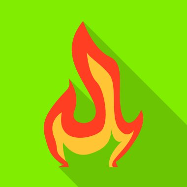 Alev ve turuncu ikonun vektör çizimi. Alev kümesi ve sarı stok vektör çizimi.