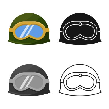 Şapka ve askeri tabelanın vektör tasarımı. Stok için şapka ve savunma vektör simgesi koleksiyonu.