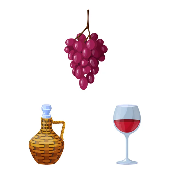 Üzüm ve şarap ikonunun izole edilmiş nesnesi. Üzüm koleksiyonu ve stok vektör çizimi üretimi. — Stok Vektör