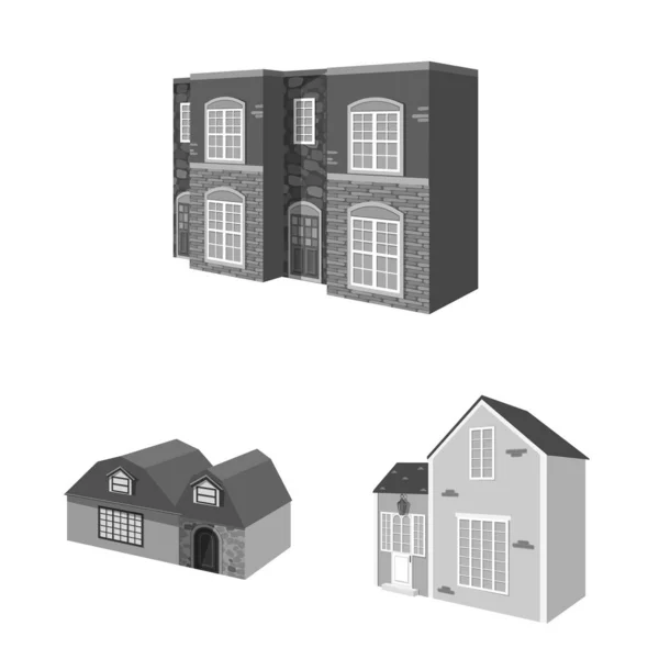 건축 과 부동산 상징의 벡터 그림. 웹을 위한 건축 및 주택 주의 상징의 모음. — 스톡 벡터