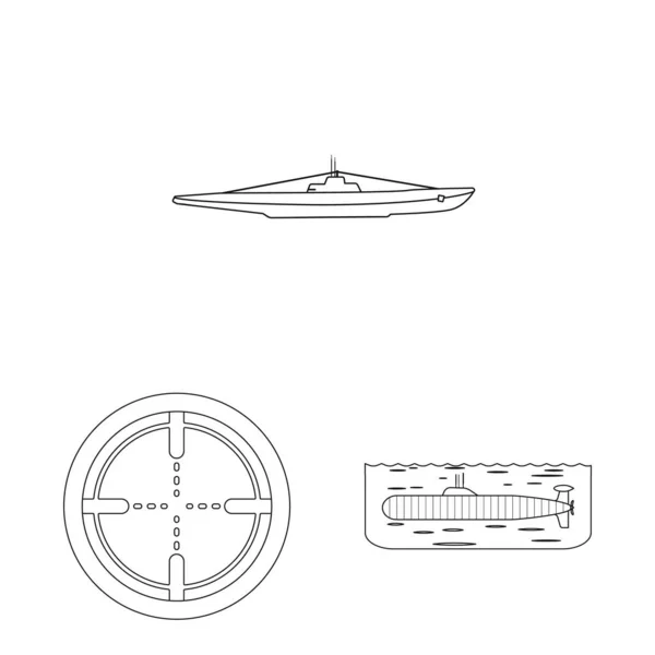 Ilustración vectorial del icono del barco y la marina. Colección de ilustración vectorial barco y profundo stock . — Vector de stock