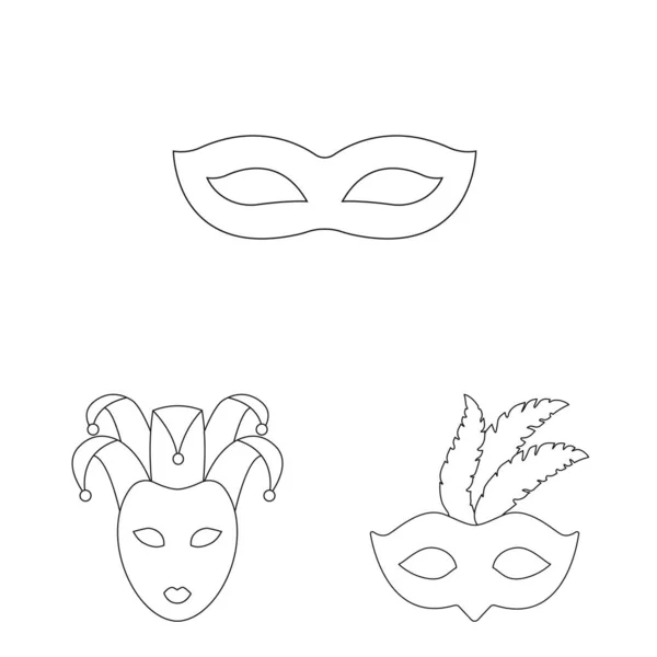 Ilustração vetorial de mascarada e logotipo mistério. Coleção de mascarada e símbolo de estoque de festival para web . — Vetor de Stock