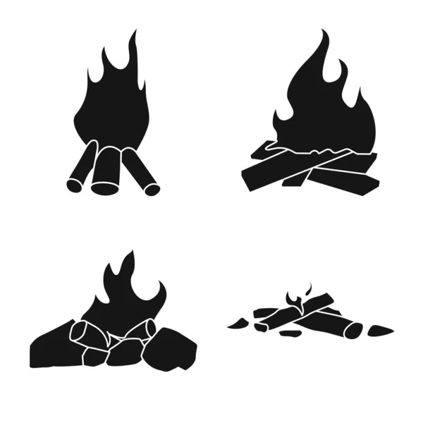 Vektorillustration des Natur- und Wanderlogos. Sammlung von natürlichen und Feuer-Vektor-Symbol für Aktien. — Stockvektor