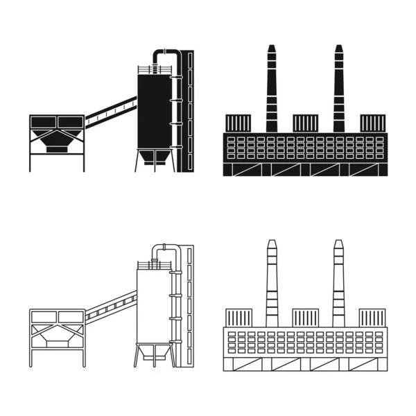 Oggetto isolato di produzione e logo della struttura. Raccolta di illustrazione vettoriale della produzione e dello stock tecnologico . — Vettoriale Stock