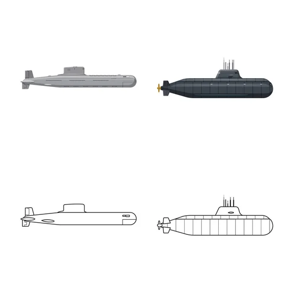 Projeto vetorial de guerra e símbolo de navio. Conjunto de símbolo de estoque de guerra e frota para web . — Vetor de Stock