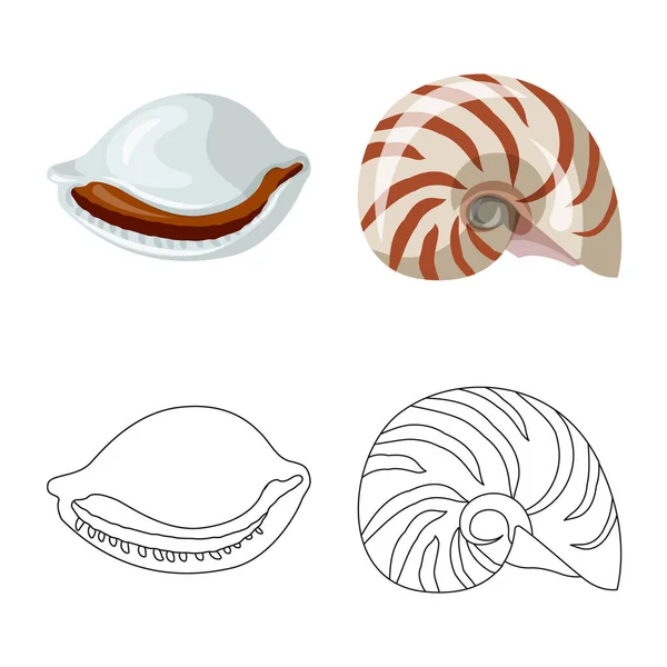 Isolerade objekt av djur och dekoration logotyp. Uppsättning av djur- och ocean lager vektorillustration. — Stock vektor