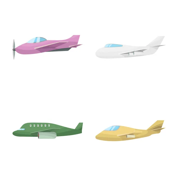 Objet isolé de l'avion et logo commercial. Série d'illustrations vectorielles d'avions et d'avions . — Image vectorielle