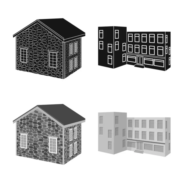 Objet isolé de façade et symbole de logement. Ensemble d'icône vectorielle de façade et d'infrastructure pour le stock . — Image vectorielle