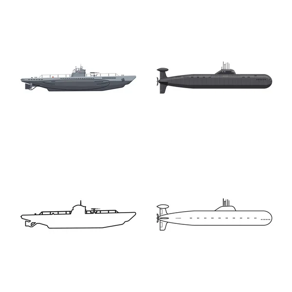 Geïsoleerde object van oorlog en schip pictogram. Verzameling van oorlog en vloot vector pictogram voor voorraad. — Stockvector