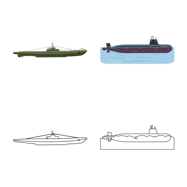 전쟁과 배 로고의 고립 된 개체입니다. 전쟁과 함 대 주식 벡터 일러스트 레이 션의 컬렉션. — 스톡 벡터