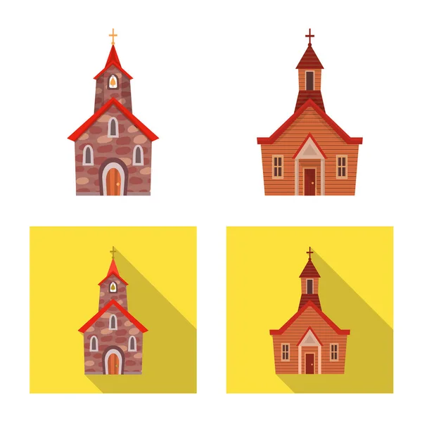 Objeto aislado de culto y logotipo del templo. Conjunto de culto e ilustración de vector de stock parroquial . — Vector de stock