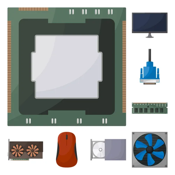 Odizolowany obiekt z symbolem komputera i sprzętu. Kolekcja ikony wektora komputera i komponentu dla magazynu. — Wektor stockowy