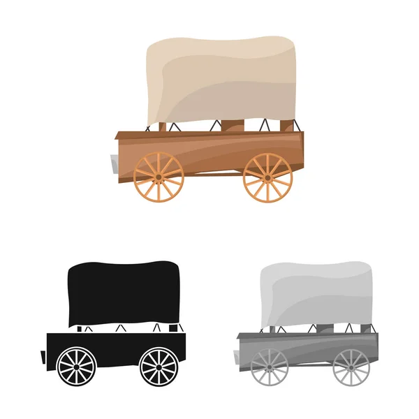 A postakocsi és a régi logó vektortervezése. Stagecoach és brougham állomány vektor illusztráció webes eleme. — Stock Vector