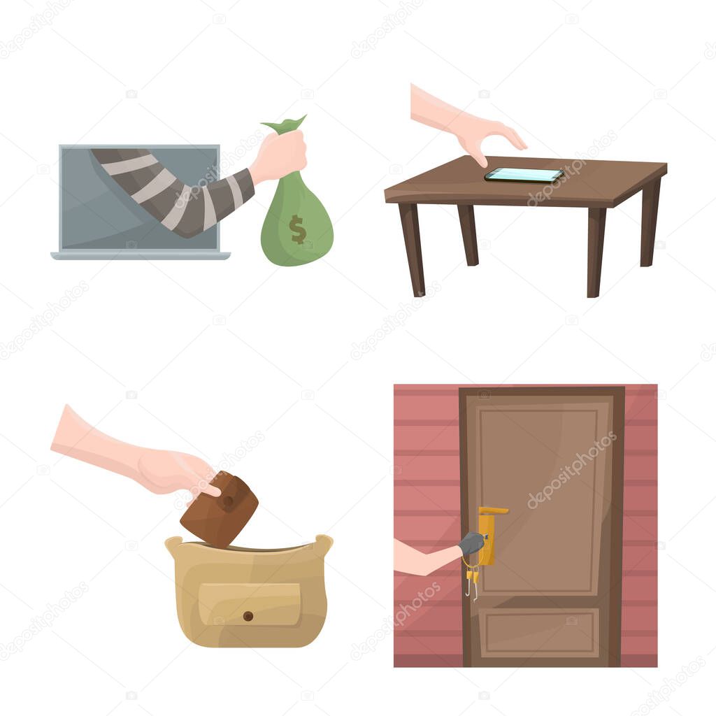 Vector illustration of criminal and police logo. Collection of criminal and robbery stock symbol for web.