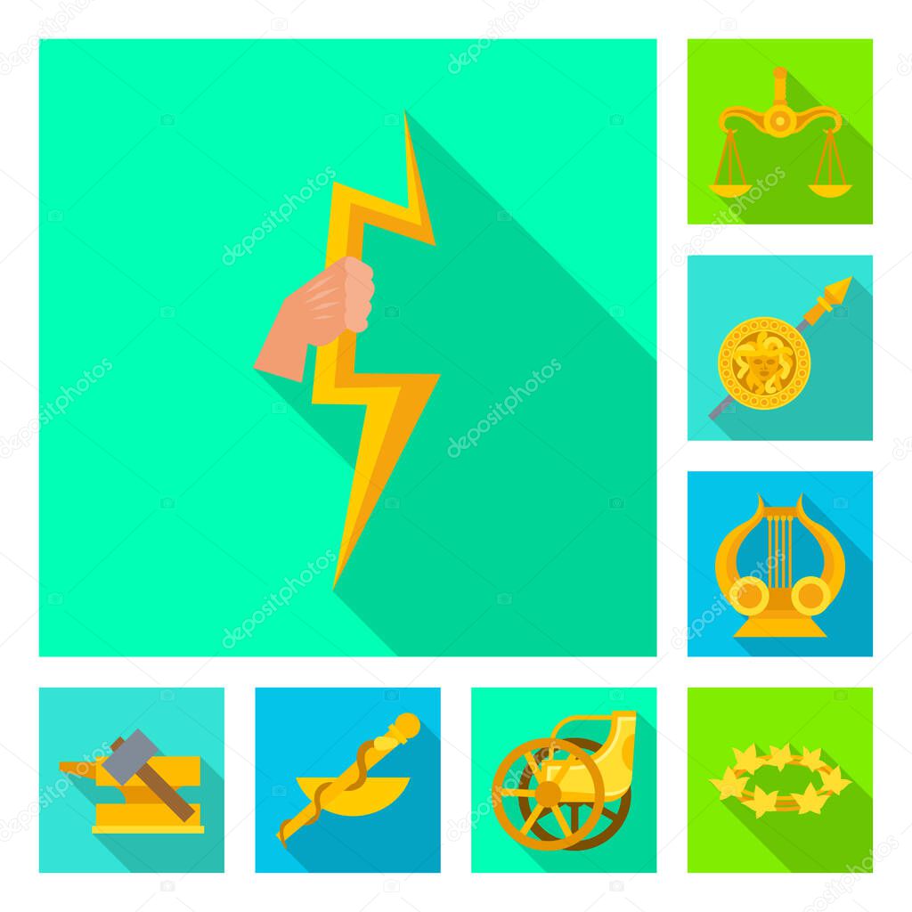 Isolated object of deity and antique icon. Collection of deity and myths vector icon for stock.