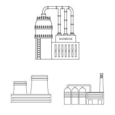 Üretim ve şirket imzasının vektör çizimi. Stok için üretim ve yapı vektörü simgesi kümesi.