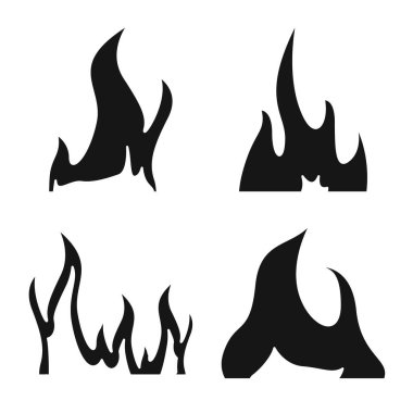 Alevlerin ve vahşi ateş ikonunun vektör çizimi. Yanan ve kırmızı stok vektör çizimi.