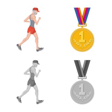 Spor ve kazanan simge vektör tasarımı. Spor ve fitness hisse senedi vektör çizim seti.