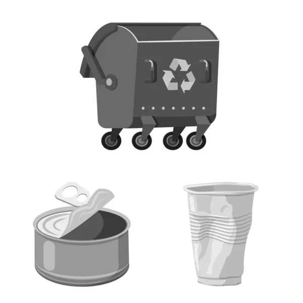 Isolated object of dump and sort sign. Set of dump and junk stock vector illustration. — Stock Vector