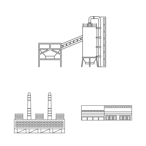 Ilustração vetorial da fabricação e ícone da empresa. Conjunto de fabricação e estrutura vetor ícone para estoque . — Vetor de Stock