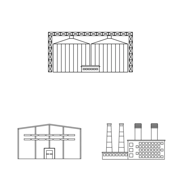 Oggetto isolato di fabbricazione e logo aziendale. Raccolta di illustrazione vettoriale della produzione e della struttura . — Vettoriale Stock