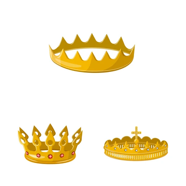 Objeto isolado de monarquia e símbolo de ouro. Conjunto de monarquia e heráldica ilustração vetorial . — Vetor de Stock