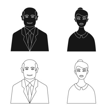 Saç modeli ve meslek işareti yalıtılmış nesne. Hisse senedi için saç modeli ve karakter vektör simge topluluğu.