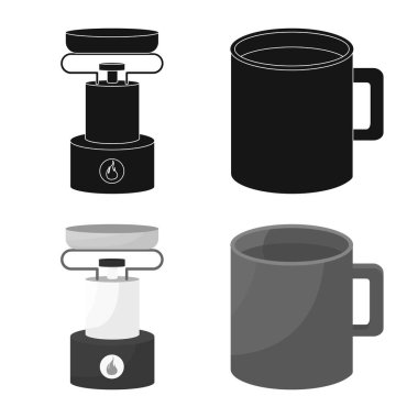 Turizm ve geziler logosu vektör illüstrasyon. Web için turizm ve dinlenme stok sembolü Seti.