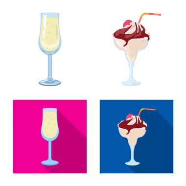 İçki ve restoran logosu vektör Illustration. Web için içki ve bileşen stok sembolü koleksiyonu.