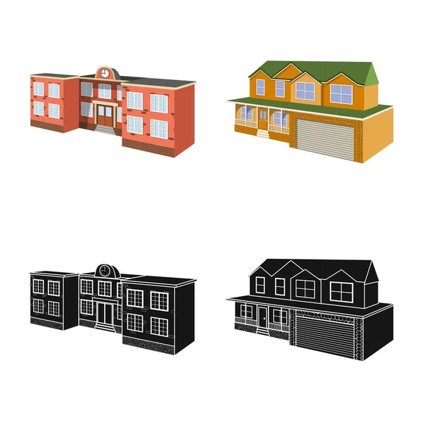 Objet isolé de façade et icône du logement. Collection de façade et infrastructure stock symbole pour le web . — Image vectorielle