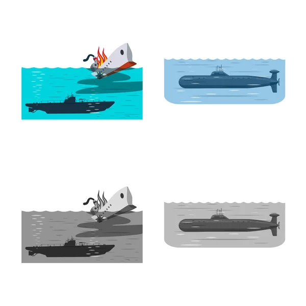 Vectorillustratie van oorlog en schip-symbool. Verzameling van oorlog en vloot voorraad vectorillustratie. — Stockvector