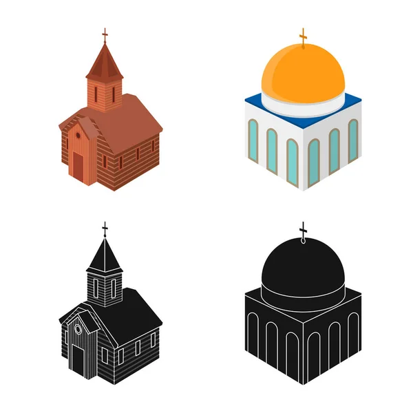 Diseño vectorial del templo y signo histórico. Conjunto de templo y fe stock vector ilustración . — Vector de stock