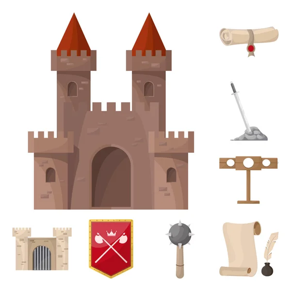 Απομονωμένο αντικείμενο μεσαιωνικού και ιστορικού συμβόλου. Σύνολο μεσαιωνικού και διανυσματικού εικονιδίου τουρνουά για απόθεμα. — Διανυσματικό Αρχείο