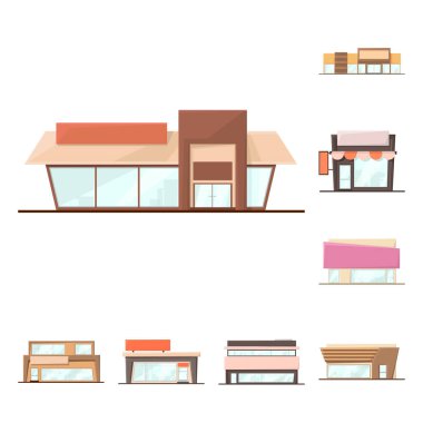 Bina ve süpermarket logosu vektör illüstrasyon. Bina ve piyasa stok vektör illüstrasyonkoleksiyonu.