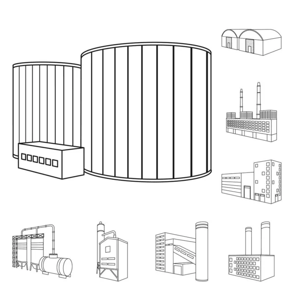 Oggetto isolato di architettura e logo industriale. Set di architettura e costruzione stock simbolo per il web . — Vettoriale Stock
