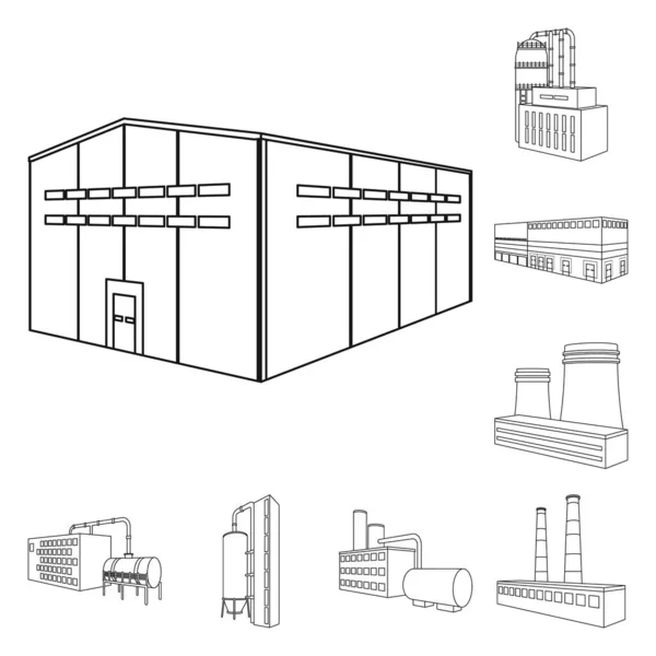 Illustrazione vettoriale di architettura e simbolo industriale. Raccolta di icone vettoriali di architettura e costruzione per stock . — Vettoriale Stock