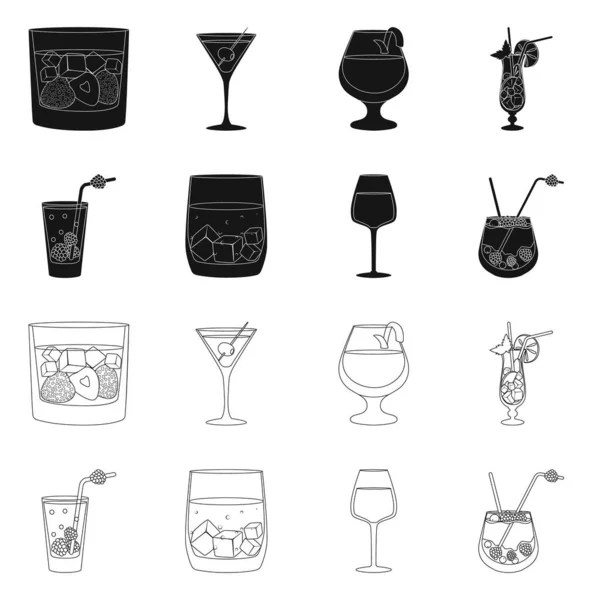 Objeto isolado de bebida e símbolo de restaurante. Coleta de licor e ingrediente vetor ícone para estoque . —  Vetores de Stock