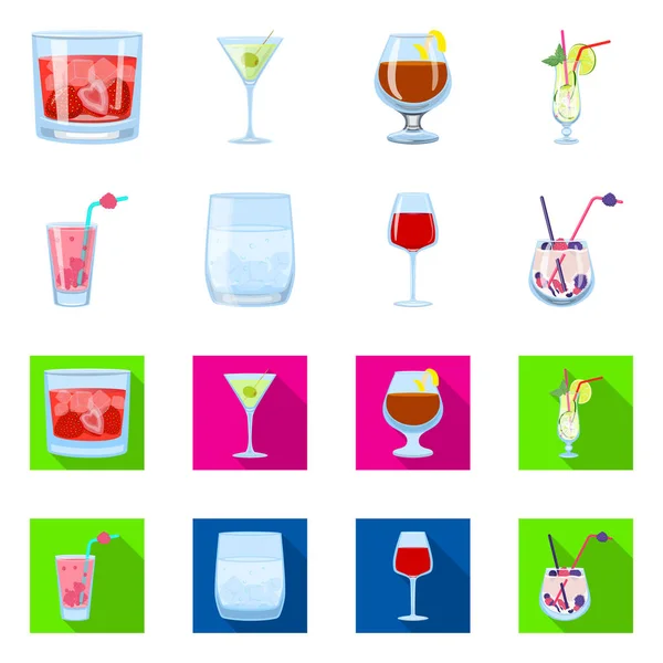 Design vettoriale del liquore e del simbolo del ristorante. Raccolta di liquori e ingredienti stock symbol per il web . — Vettoriale Stock