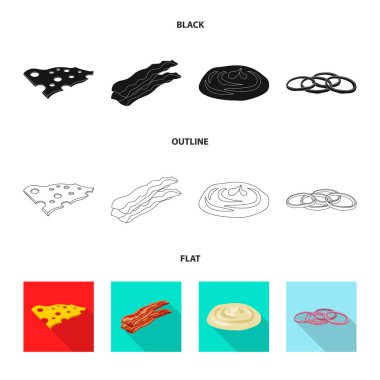 Burger ve sandviç simge vektör Illustration. Web için burger ve dilim hisse senedi simgesi kümesi.