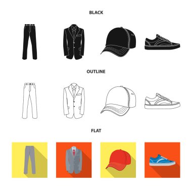 Adam ve giyim simge vektör çizimi. Adam ayarla ve stok vektör çizim giymek.