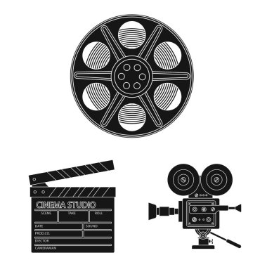 Oturum ve görüntüleme işaretinin vektör tasarımı. Oturum ve tiyatro stok vektör illüstrasyon seti.